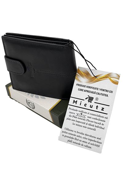 Micutz Navy Blue Leather Wallet for Men, Compact and Elegant, Ideal for a Gift, 12.5x9.5x2 cm