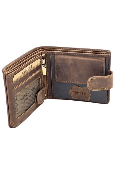 Micutz Men's wallet made of handmade natural leather Brown, 12x10x2 cm, RFID protection, Dark Brown color