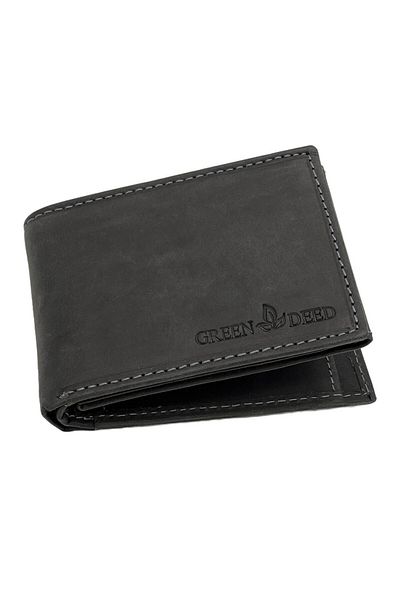 Micutz Men's Genuine Leather Wallet Vintage Black with RFID Protection: 12x9x1.8 cm