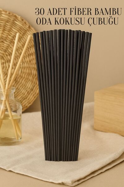 Rotanev 30 Adet Siyah Oda Kokusu Çubuğu Fiber Yumuşak Doğal Bambu Oda Kokusu ...