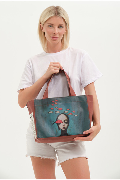 Lemoors Hibiscus Waxed Canvas Printed Tile Color Design Bag