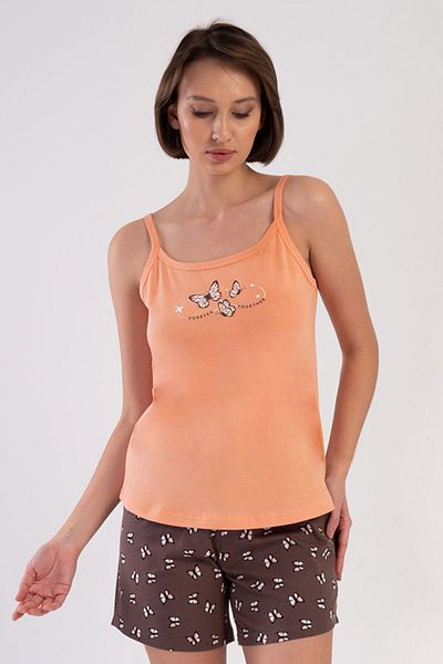VİENETTA Cotton Women's String Strap Shorts Pajama Set, 409090