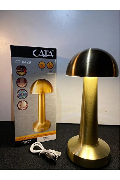 Cata CT-8429 Lizbon Mantar Gold Dokunmatik Şarjlı Dimmerli Masa Lambası