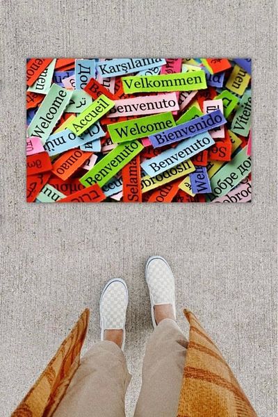 Mu Art Ahşap Bfs Digital Printing Decorative Welcome Multicolored Door Mat K-1245