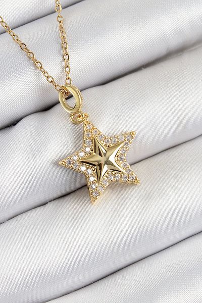 NETWORK ART Bfs 316L Steel Zircon Stone Star Model Gold Color Women's Necklace