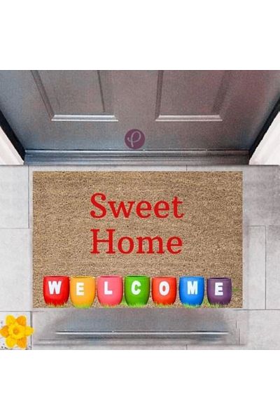 Mu Art Ahşap Bfs Door Mat Decorative Digital Printing Sweet Home P-2463