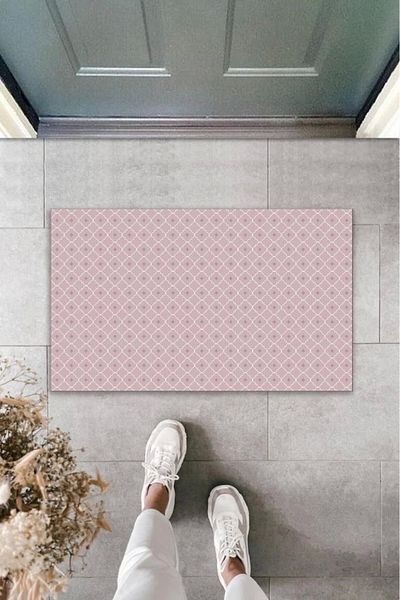 Mu Art Ahşap Bfs Decorative Digital Printing Lilac Motif Outdoor Mat K-2092