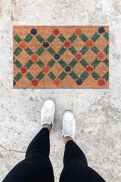 Mu Art Ahşap Bfs Digital Printing Colorful Geometric Pattern Door Mat K-1021