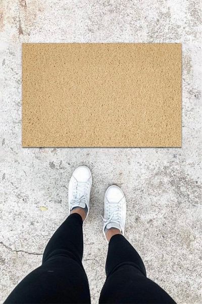 Mu Art Ahşap Bfs Digital Printing Cream Curly Pattern Door Mat K-1018
