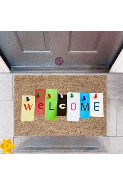 Mu Art Ahşap Bfs Door Mat Decorative Digital Printing Welcome P-2464