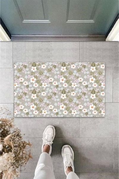 Mu Art Ahşap Bfs Digital Daisy Multicolor Door Mat Outdoor Mat K-3107