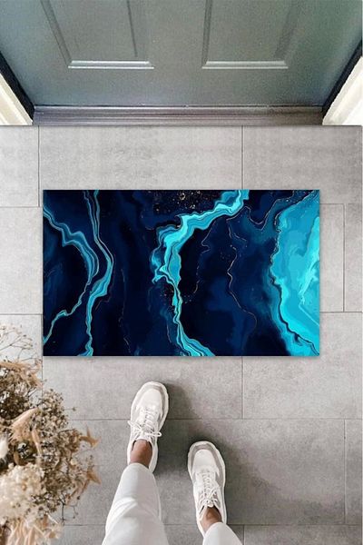Mu Art Ahşap Bfs Digital Printing Blue Marbled Mat K-3097