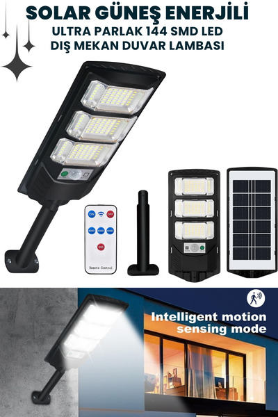 Technojet Solar 144 LED – Güneş Enerjili Kumandalı Dış Mekan Hareket Sensörlü Bahçe Aydınlatma