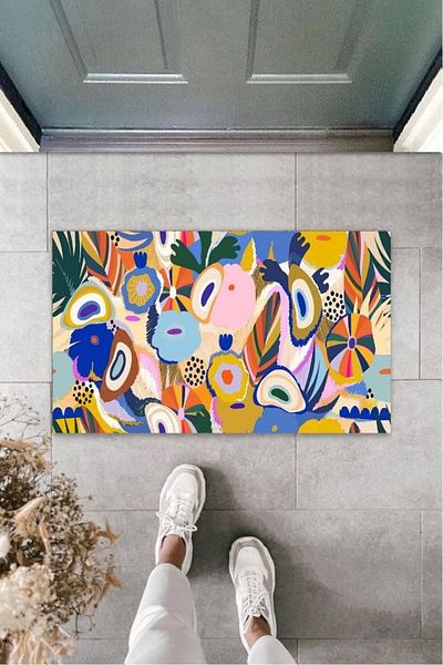 Mu Art Ahşap Bfs Multicolored Door Mat Modern Pattern K-3257