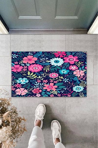 Mu Art Ahşap Bfs Decorative Digital Printing Colorful Multiple Flower Outdoor Doormat K-3028