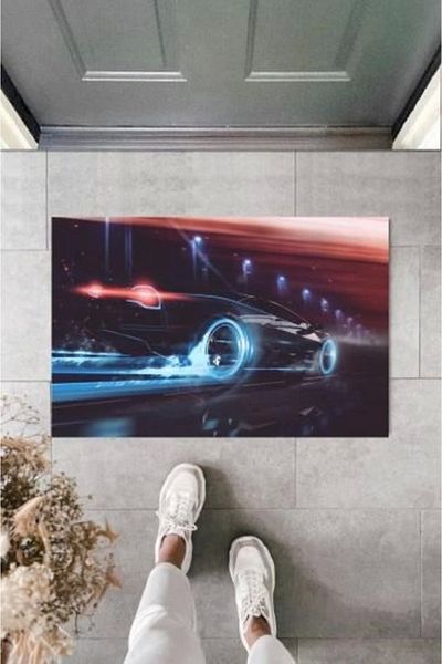 Mu Art Ahşap Bfs Decorative Digital Car Black Door Mat Outdoor Mat K-2121