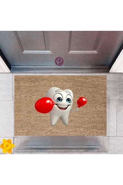 Mu Art Ahşap Bfs Door Mat Decorative Digital Printing Smiling Teeth P-2429