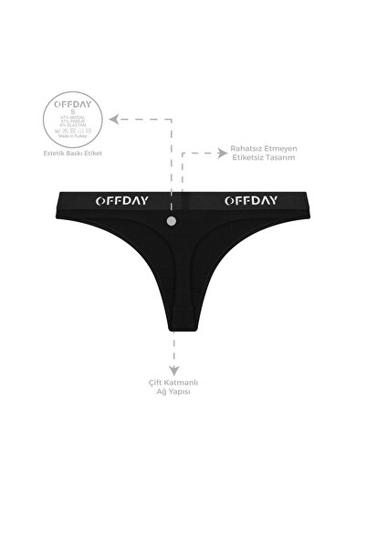 offday Essential Kadın Tanga 3'lü – Modal Pamuk, Doğal Yapı, Esnek Ve Terletmez, Kutulu