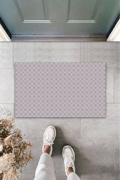 Mu Art Ahşap Bfs Decorative Digital Printing Gray Motif Outdoor Mat K-2094
