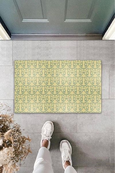 Mu Art Ahşap Bfs Decorative Digital Printing Beige Motif Outdoor Mat K-2083