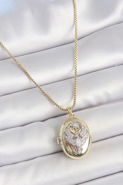 NETWORK ART Bfs 316L Steel Gold Color Chain Zircon Stone Phoenix Embroidered Pop-Up Model Women's Necklace