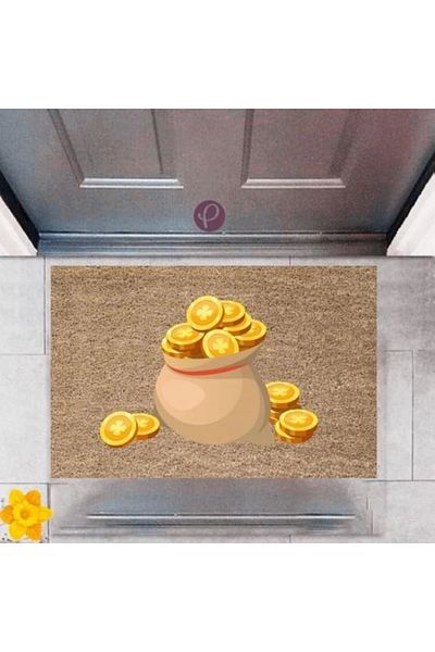 Mu Art Ahşap Bfs Door Mat Decorative Digital Printing Gold P-2405