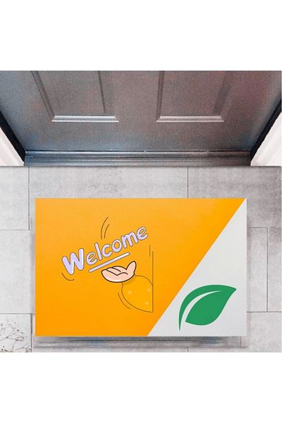 Mu Art Ahşap Bfs Door Mat Decorative Digital Printing Welcome P-2345