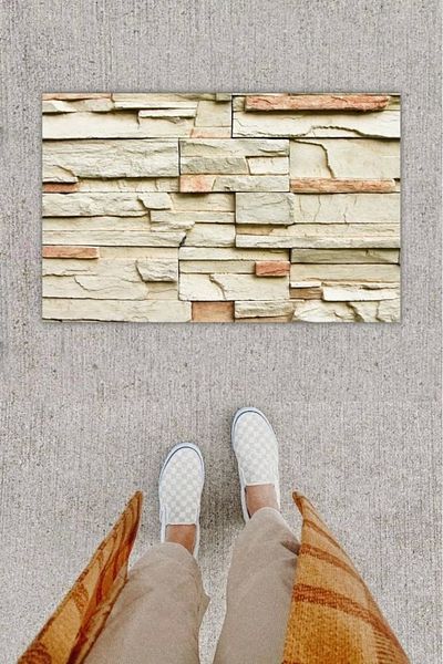 Mu Art Ahşap Bfs Digital Printing Decorative Stone Wall Multicolor Door Mat K-1255