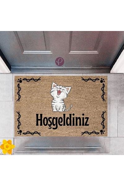 Mu Art Ahşap Bfs Door Mat Decorative Digital Printing Welcome P-2415