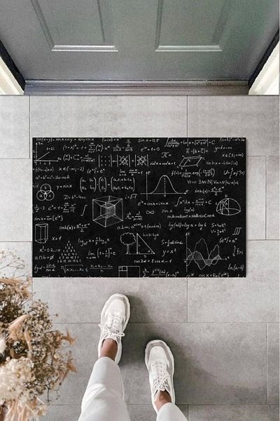 Mu Art Ahşap Bfs Digital Blackboard Black Door Mat Outdoor Mat K-2120