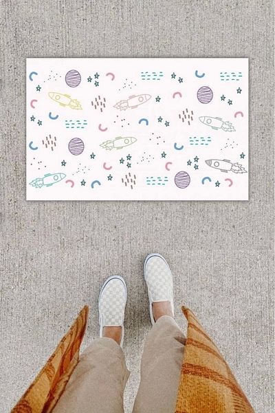 Mu Art Ahşap Bfs Digital Printing Decorative Rocket Powder Door Mat K-1209