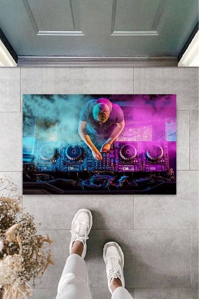 Mu Art Ahşap Bfs Digital Printing Colorful Dj Door Mat K-2108