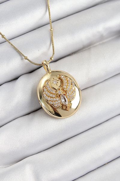 NETWORK ART Bfs 316L Steel Chain Openable Phoenix Model Zircon Stone Gold Color Women's Necklace