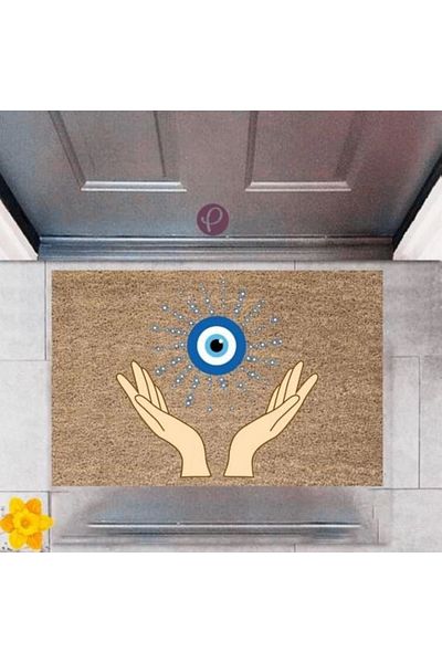 Mu Art Ahşap Bfs Door Mat Decorative Digital Printing Evil Eye Bead P-2490