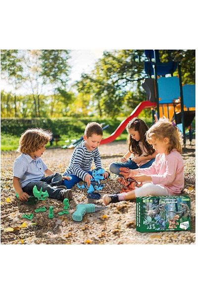 COOYA DIY Dinosaur Building Kit with Electric Drill,STEM Construction Toy for Kids(3-Pack)
