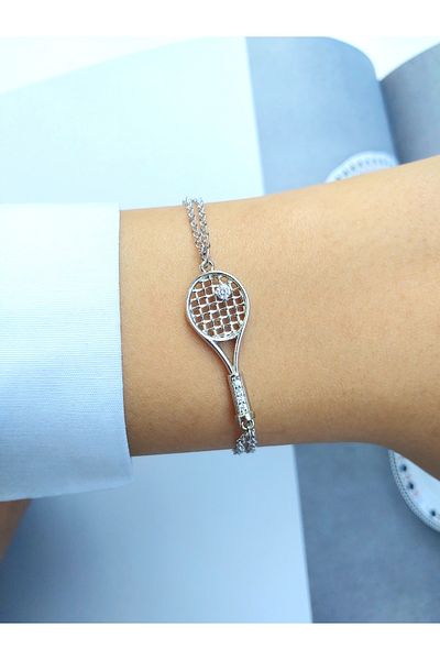 Alexis Carrel Zircon Stone Detailed Tennis Racket Bracelet