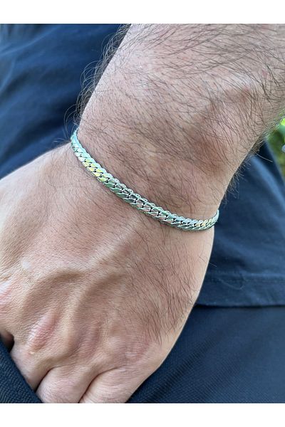 Alexis Carrel Men's Crushed Stainless Silver Steel Bracelet