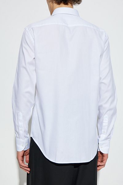 Emporio Armani Men's Shirt Lapel Solid Button Closure Long Sleeve White Shirt Em000195 Te16906-F0015