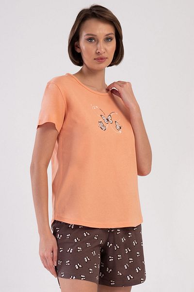 VİENETTA Cotton Women's Short Sleeve Shorts Pajamas Suit, 409089