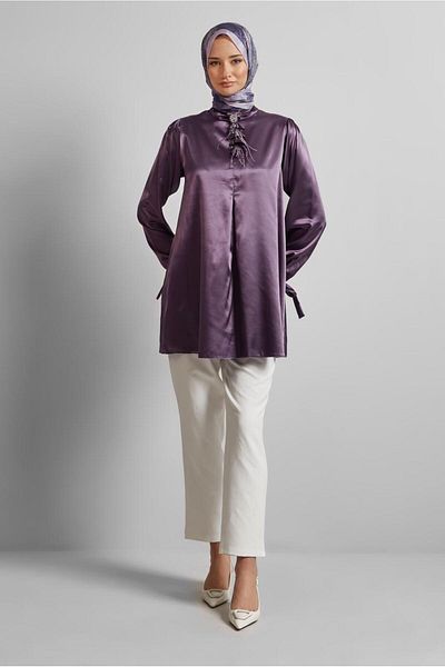 Alvina Brooch Satin Tunic 45589