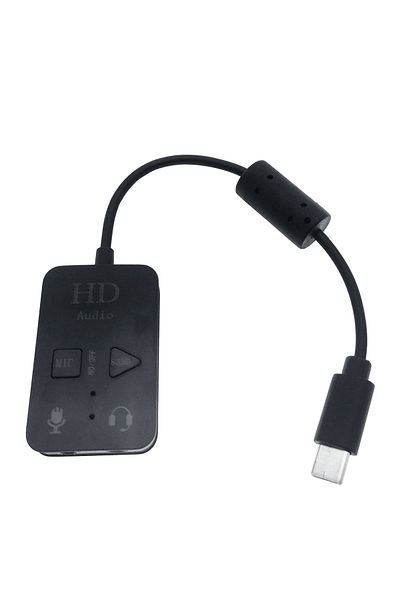 OEM USB Type C sound card, Virtual 7.1 Channel, with 2 x 3.5mm female Jack output, control buttons