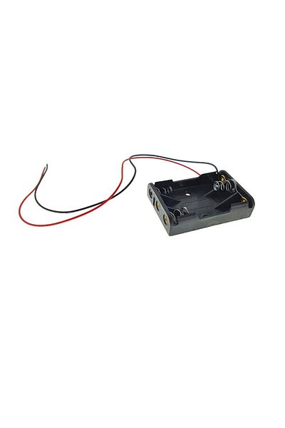 OEM Housing with holder and 2-wire connectors, for 3 AAA R3 batteries, made of black plastic
