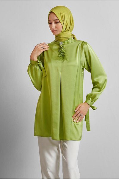 Alvina Brooch Satin Tunic 45589