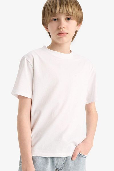 DeFacto Boy's Crew Neck Basic Plain Short Sleeve T-Shirt K1687A625Au