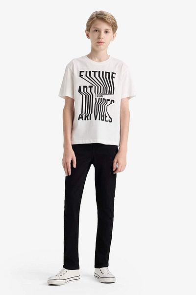 DeFacto Boy's Crew Neck Printed Short Sleeve T-Shirt F3766A825Au
