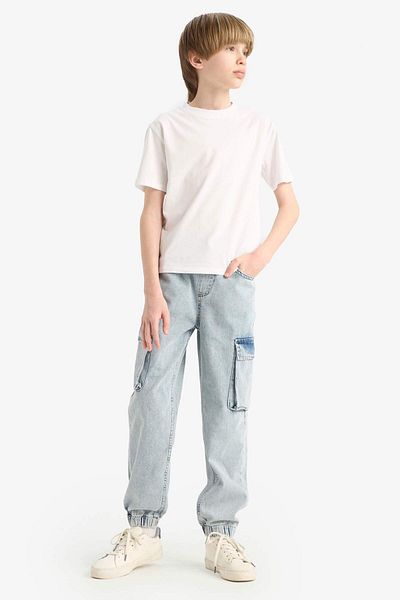 DeFacto Boy's Crew Neck Basic Plain Short Sleeve T-Shirt K1687A625Au