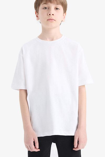 DeFacto Boy's Crew Neck Basic Plain Short Sleeve T-Shirt K1687A625Au