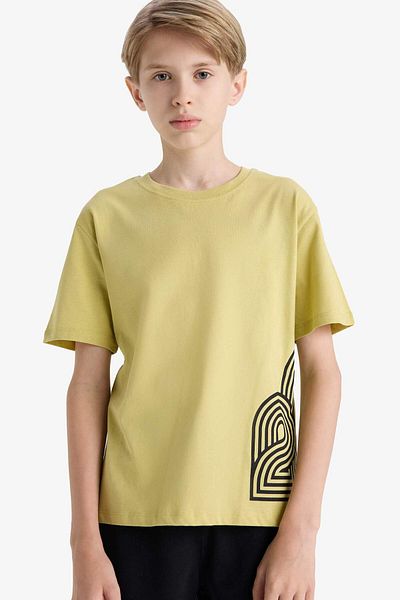 DeFacto Boy's Crew Neck Printed Short Sleeve T-Shirt F3767A825Au