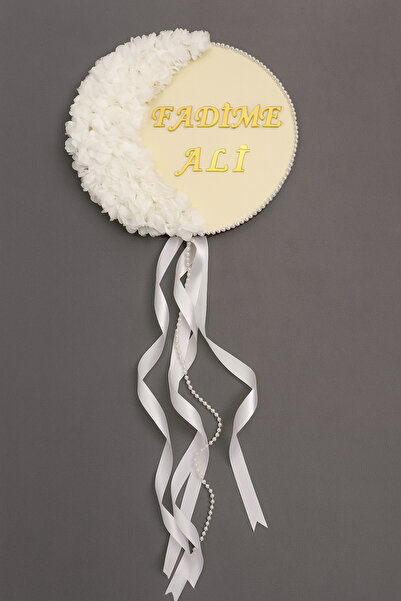 Evsay Gelin Tefi Pleksi Isimli, Üç Boyut Çiçek Kurdele Ve Inci Süslemeli Düğü...