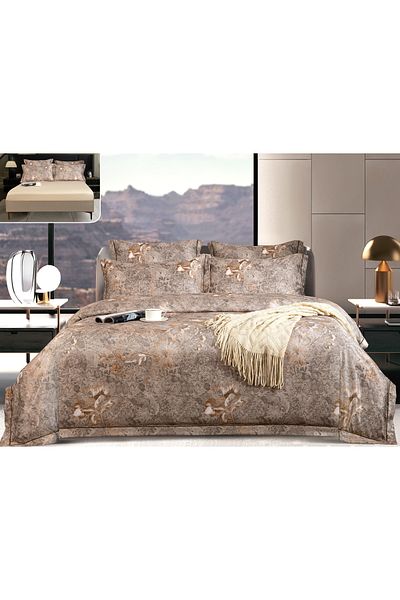 CHIRASO CHIRASO Bedding Set, SATIN Premium, ELASTIC Sheet 180x200, Duvet Sheet 200x230, 4 Pillowcases